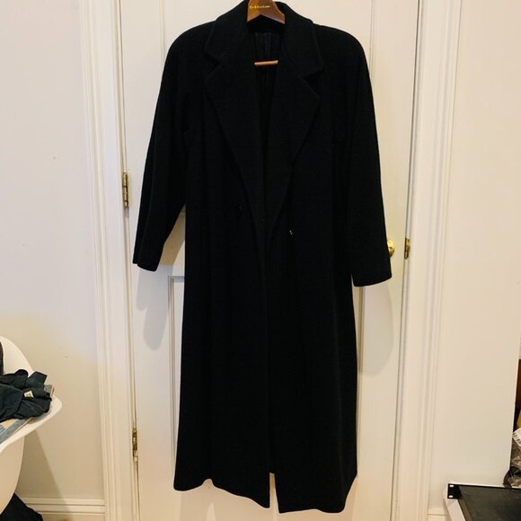 Vintage Bloomingdale's Regency Cashmere Swing Black Over Coat Union Made In USA - Picture 1 of 16